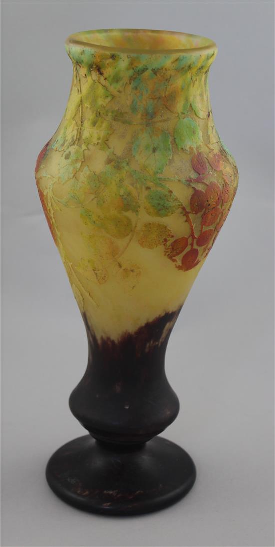 A Daum cameo and vitrified glass vase, c.1910, 33.5cm